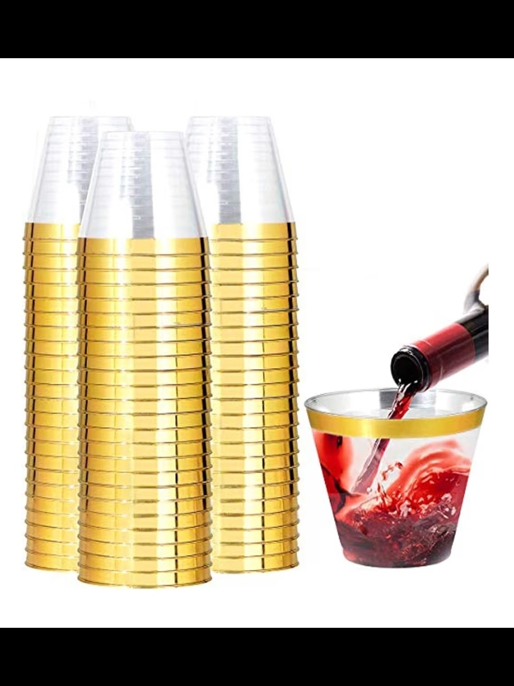 Gold Rim Plastic Cups - Party Beverage Cups